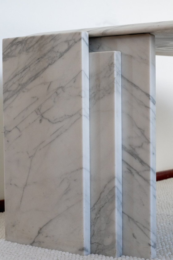 Tavolino da caffè vintage italiano in marmo di Carrara, Tavolini da caffè, Bianco, Modern (foto 5 di 6)