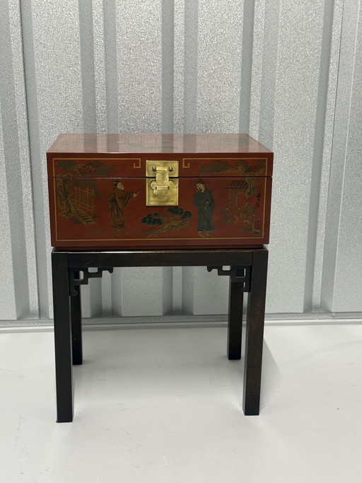 Vintage Drexel Heritage Chinoiserie - Midcentury - Rood Lak