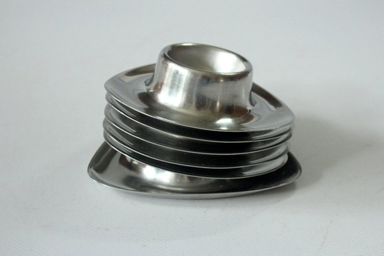 Image 1 of Portauovo di metà secolo in acciaio inox 6 pezzi triangolari vintage