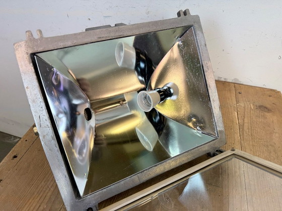 Image 1 of Faretto da teatro vintage grigio con copertura in vetro, anni '80