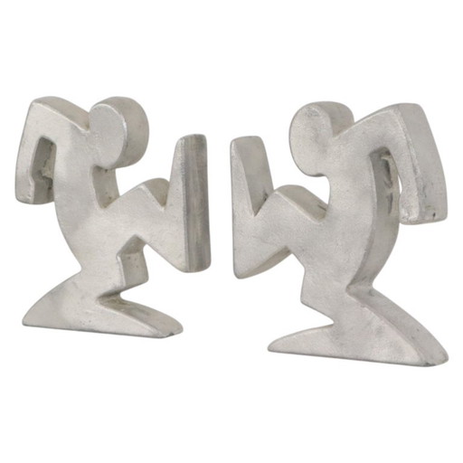 Designer Metal Bookends La Linea Osvaldo Cavandoli – decoratieve objecten, Aluminium