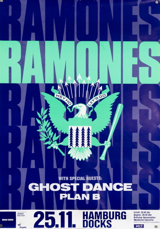 Concierto de los Ramones en Hamburgo – 1989 – Póster original de concierto vintage – Punk Rock – 84,1 x 59,4 cm A1
