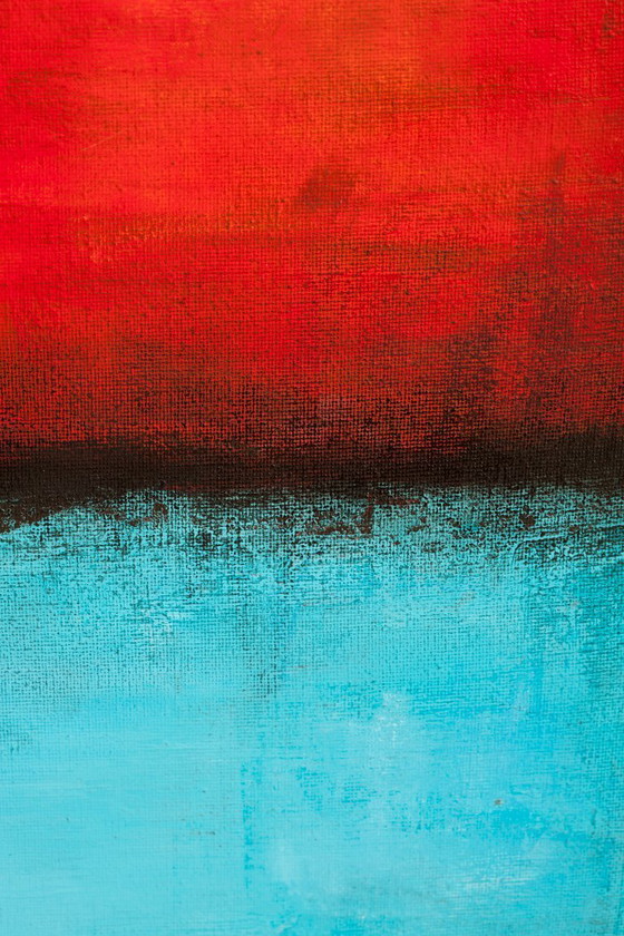 Image 1 of Red and Blue original minimalist abstract modern painting on stretched canvas