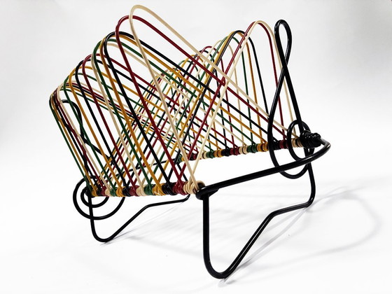 Image 1 of Rangements Vinyles Vintage • Support 45T • Métal Laqué • Scoubidou • 1950-1960