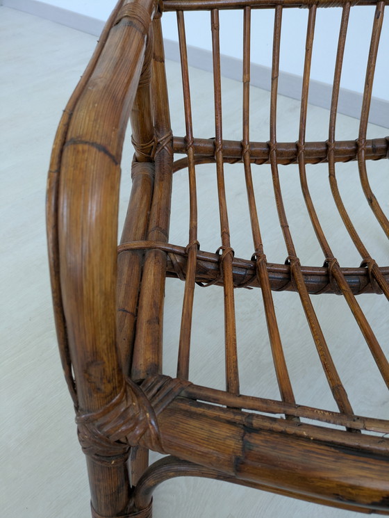 Image 1 of Salon en bambou - Fauteuils, table basse et porte-manteau - Vintage