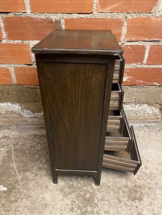 Image 1 of Commode Chiffonnier Ancien 5 Tiroirs Bois Vintage #D396