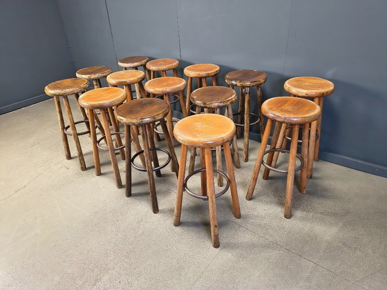 Image 1 of Sgabelli da bar brutalisti vintage, set di 14 - anni '60