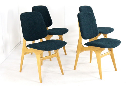 Image 1 of Set van 4 vintage eetkamerstoelen reupholstered