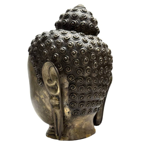 Cabeza de Buda Bronce – Dorada Antigua – Asia del Sur/Sudeste – Lote 467 – Esculturas, Bronze (photo 6 of 13)