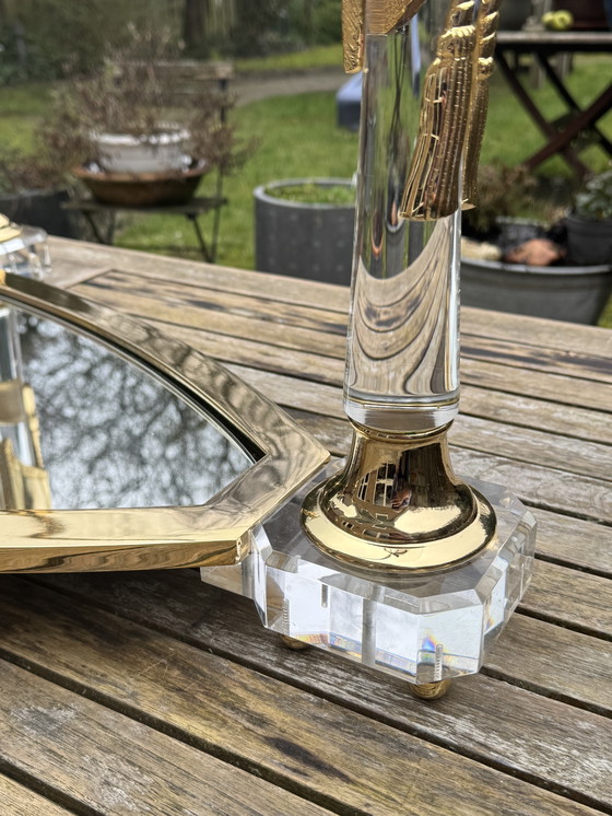 Image 1 of Tavolino da caffè Hollywood Regency | Italiano, dorato e a specchio | ca. 1975)