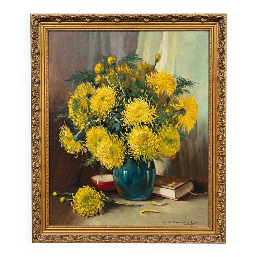 Henri Joseph Pauwels (1903–1983). Stillleben mit Chrysanthemen.