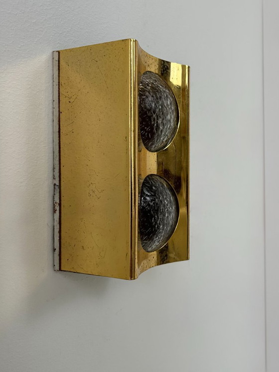Image 1 of Vintage wall light in brass and bubble glass, France, 1950