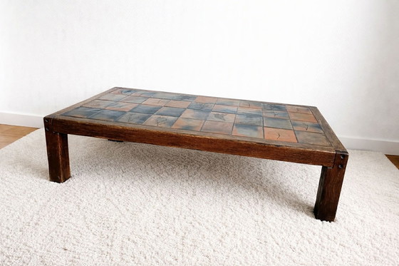 Image 1 of Terracotta herbarium coffee table in the Garnier style, circa 1960