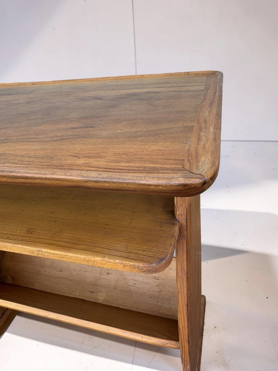 Image 1 of Vintage side table with teak top and magazine rack