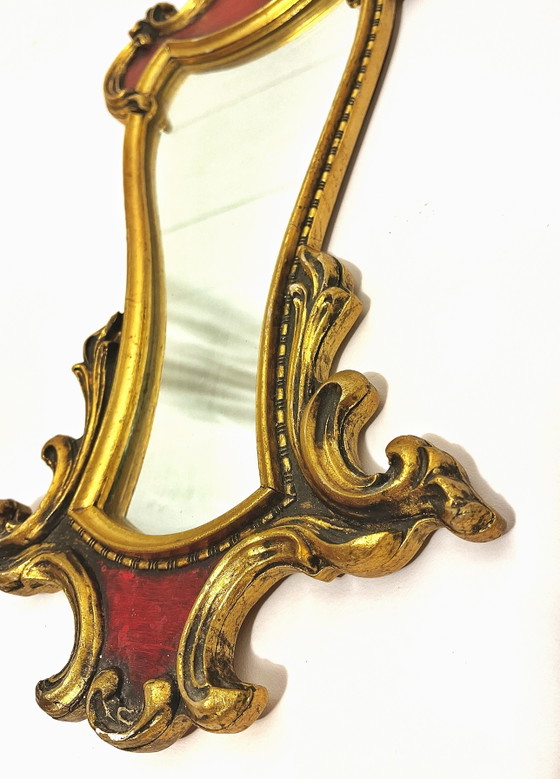 Miroir Mural Vintage Style Rococo-Baroque Rouge Doré (50cm) – Glass, Other (photo 2 of 6)