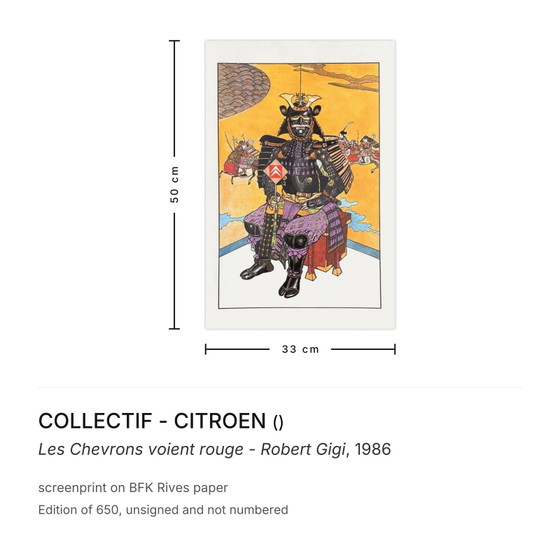 Image 1 of COLLECTIF – CITROEN Les Chevrons voient rouge – Robert Gigi Siebdruck 1986