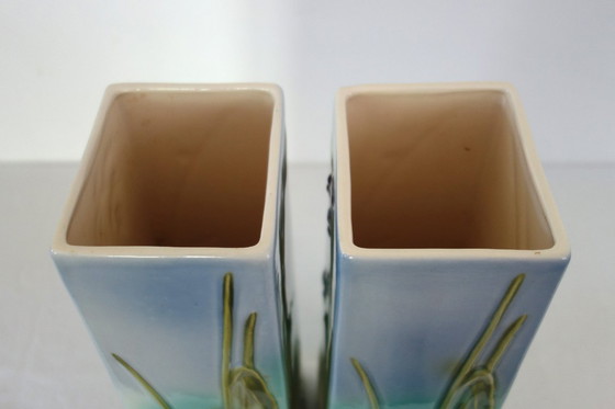 Image 1 of Coppia di vasi in barbotine di Saint Clement H 39 cm circa 1900