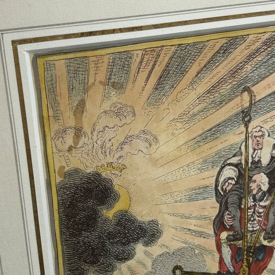 Image 1 of Raro originale colorato a mano - L'equilibrio del gabinetto - James Gillray (1757-1815)
