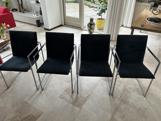 Image 1 of Eetkamerstoelen ARCO cadre parelchroom & eetkamertafel METAFORM FS