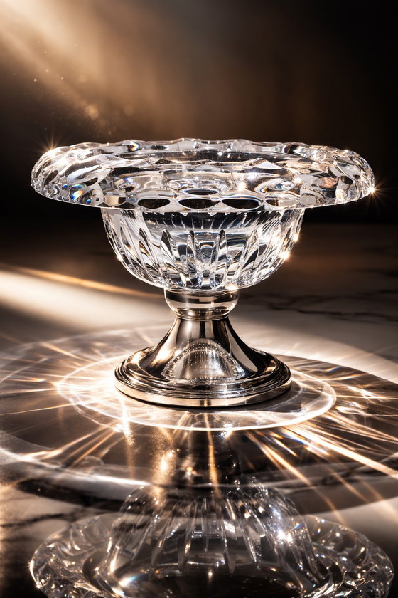 Image 1 of Dutch Silver & Cut Crystal Centerpiece by C.J. Stok - 1950s