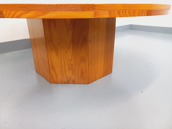 Image 1 of Round vintage pine coffee table from the 70s