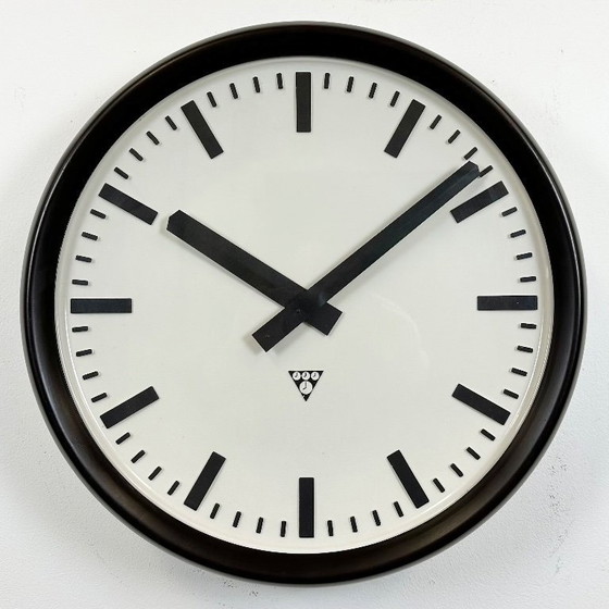Image 1 of Large Industrial Bakelite Factory Wall Clock from Pragotron, 1960s