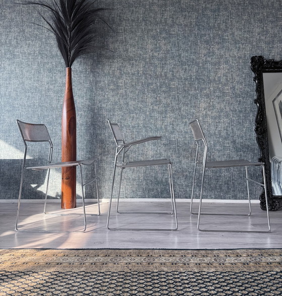 Image 1 of Juego de 3 sillas apilables cromadas "Sultana" de Arrben International, ca 80s