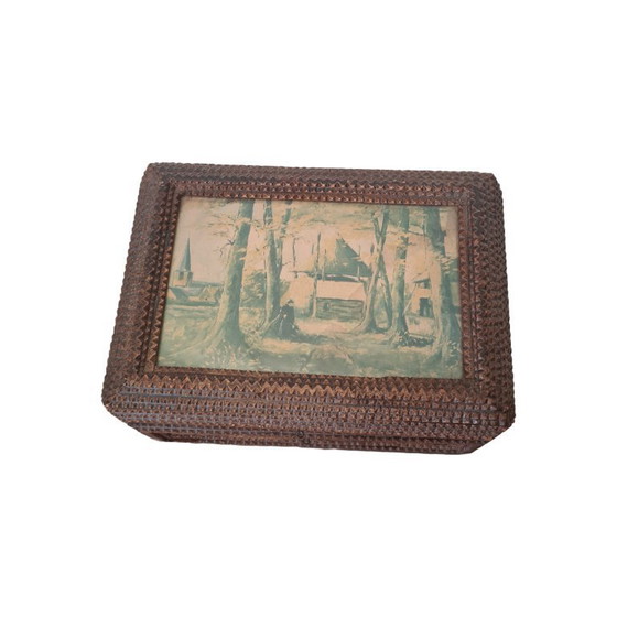 Image 1 of Antique tramp art jewelry box, 2nd half 19th century
