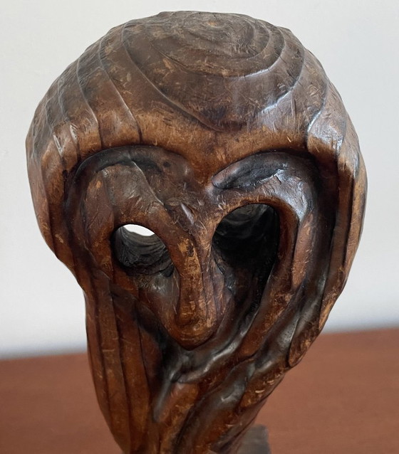 Image 1 of Brutalist Witco Tiki Wooden Statue of an Owl