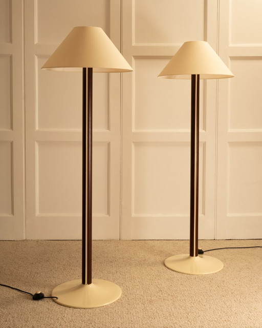 Lampadaires bois & laque - France 1960s