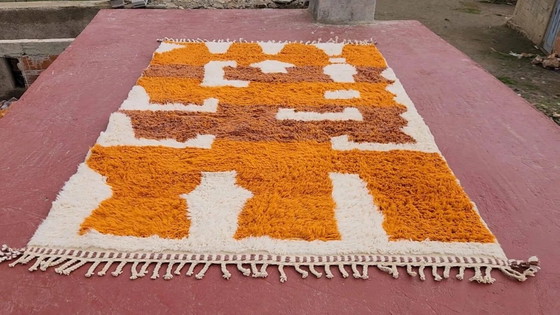 Tapis Beni Ouarain 300x200 cm – Laine épaisse, motifs berbères ocre & écru, – Coton, Bohemian (photo 9 of 11)