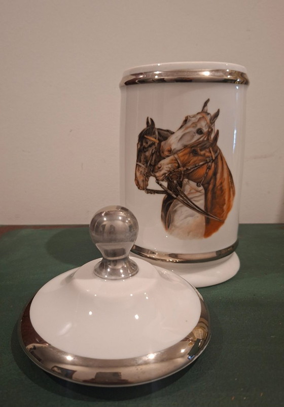 Image 1 of Vaso in porcellana CP Limoges con motivo equestre - Charles Paroutaud - Vaso decorativo vintage, stile Albarelo