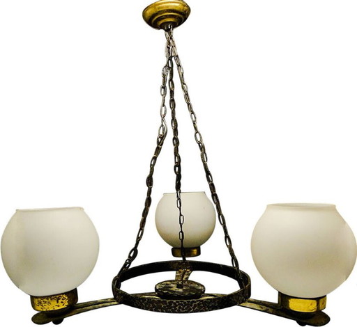 Mid-Century Modern Pendant Lamp, 1970s – hanglampen, Glass, Iron