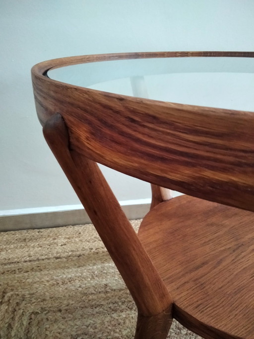 Vintage Mid-Century Runde Couchtisch von Kozelka | Art Deco hölzernen Couchtisch aus 50'S