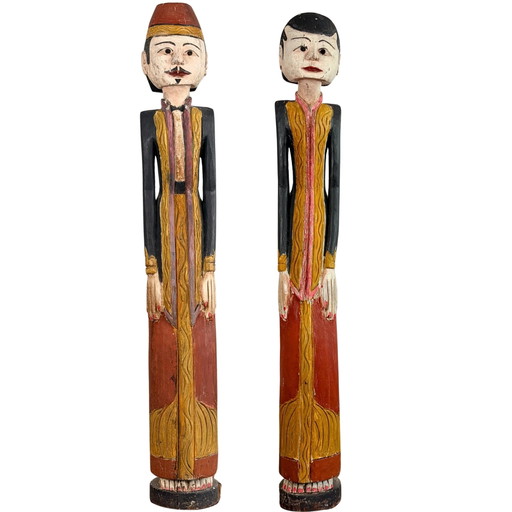 Par de Estatuas Antiguas Loro Blonyo – Java Central, circa 1930 – Lote 754