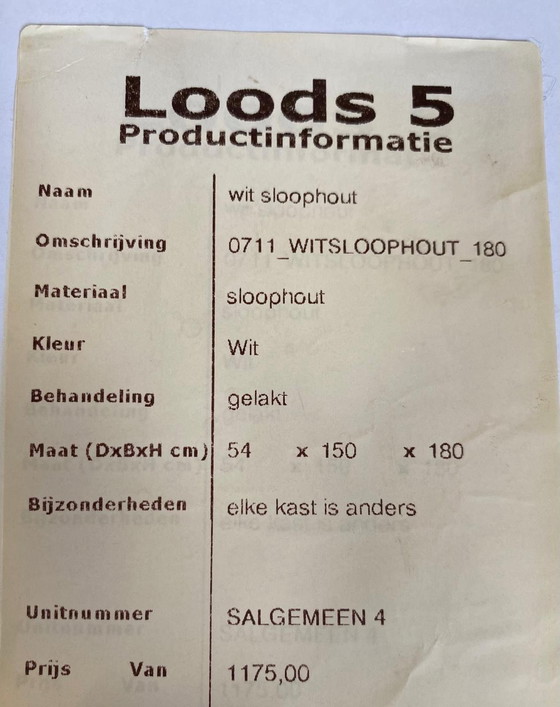 Image 1 of Kast Loods 5 wit hout - kledingkast, boekenkast, servieskast