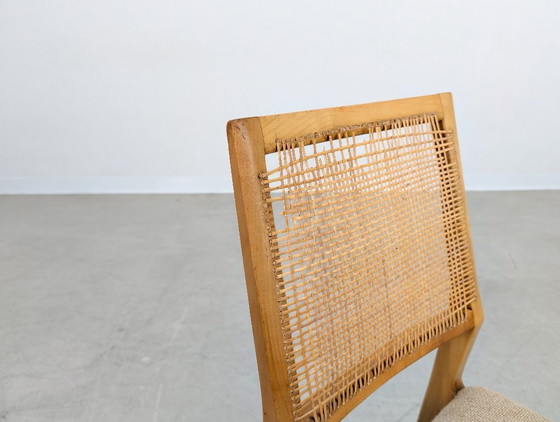 Image 1 of Set di 4 sedie in stile metà secolo, con intreccio in rattan di betulla e design vintage.