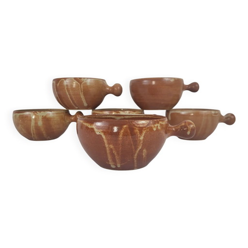 6 Puisaye stoneware bowls
