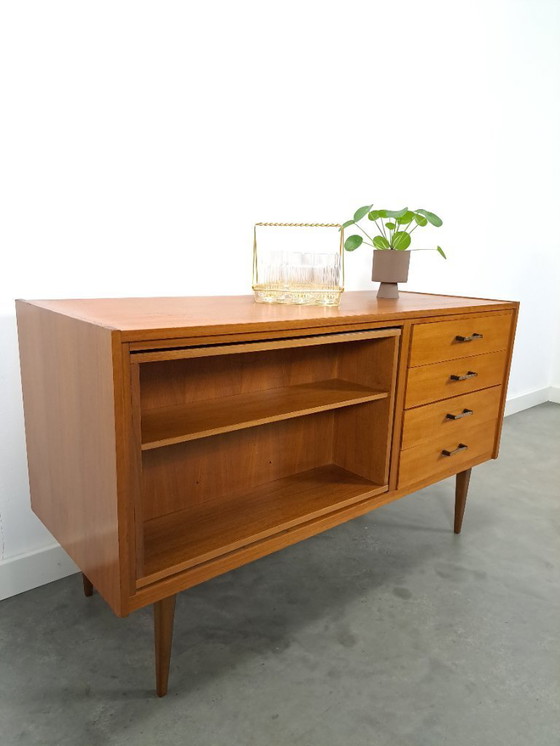 Image 1 of Aparador enchapado con barra giratoria y cajones, mueble bar