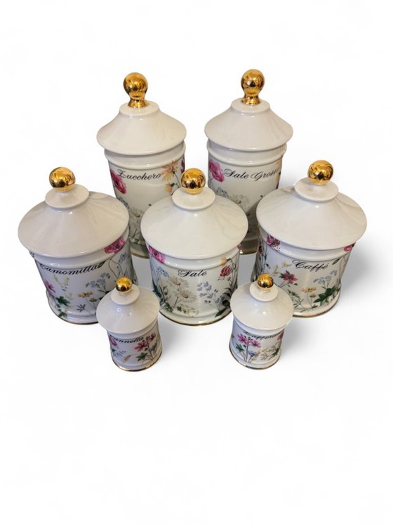 Image 1 of Set van Limoges porseleinen keukenpotten uit de jaren 50