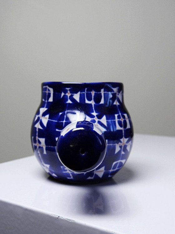 Image 1 of Petit poêlon en céramique Robert Picault Vallauris signé RP bleu cobalt 1960-70