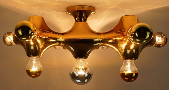 Cosack Gemini Space Age plafondlamp - goudkleurig plastic - Sputnik plafondlamp - jaren 70. – Plafondlampen (photo 4 of 20)