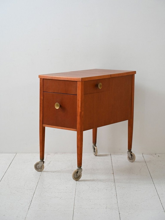 Image 1 of Scandinavian Vintage Mahogany Storage Trolley