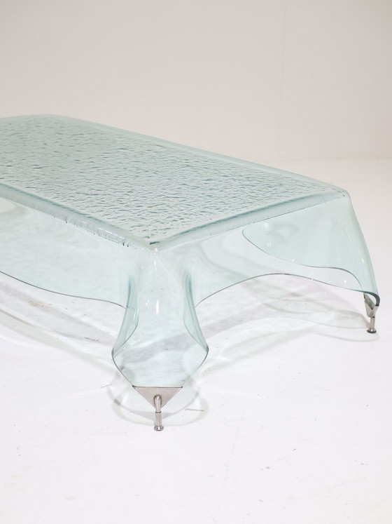 Image 1 of Glass handkerchief coffee table Italian 1980s