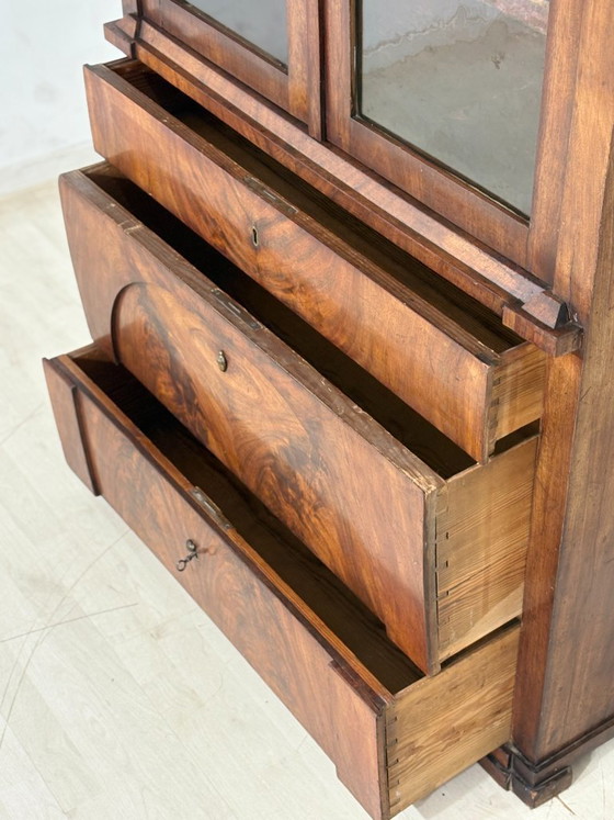 Image 1 of Vitrina antigua de nogal Biedermeier / vitrina con frente de vidrio / período Gründerzeit
