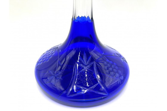 Image 1 of Caraffa di cristallo con bicchieri colorati, Polonia, anni '60