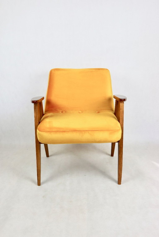 Yellow Gold Model 366 Lounge Chair by Józef Chierowski, 1970s