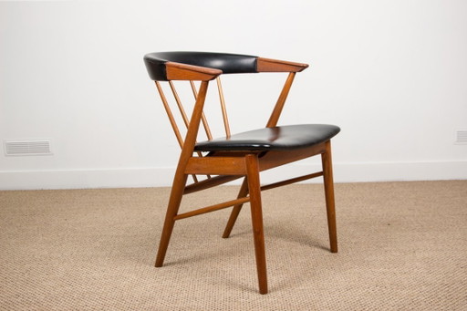 Danish armchairs in teak and skai by Helge Sibast for Sibast 1955.
