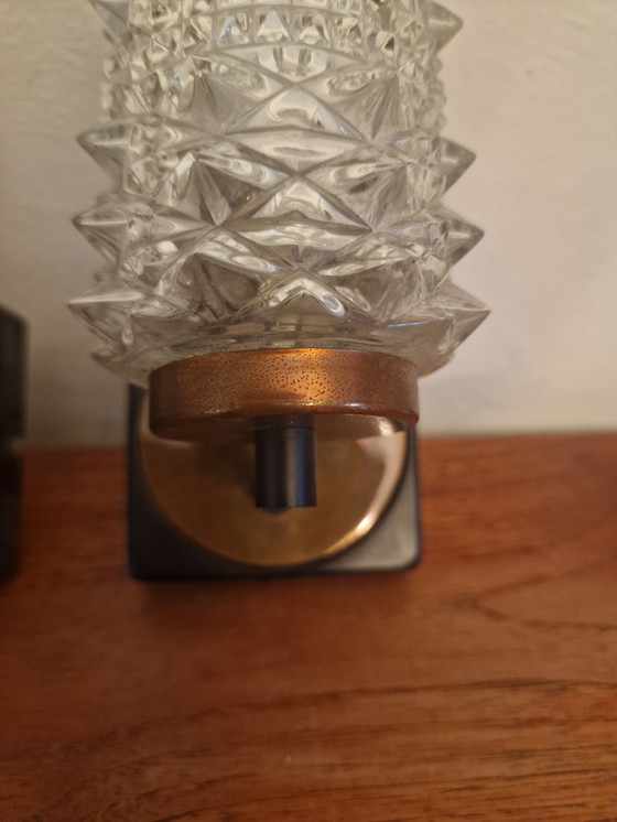 Image 1 of 2 lampade da parete vintage in vetro e ottone
