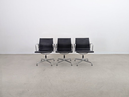 Original 3x Vitra Charles & Ray Eames Chair EA 108 Leather Black